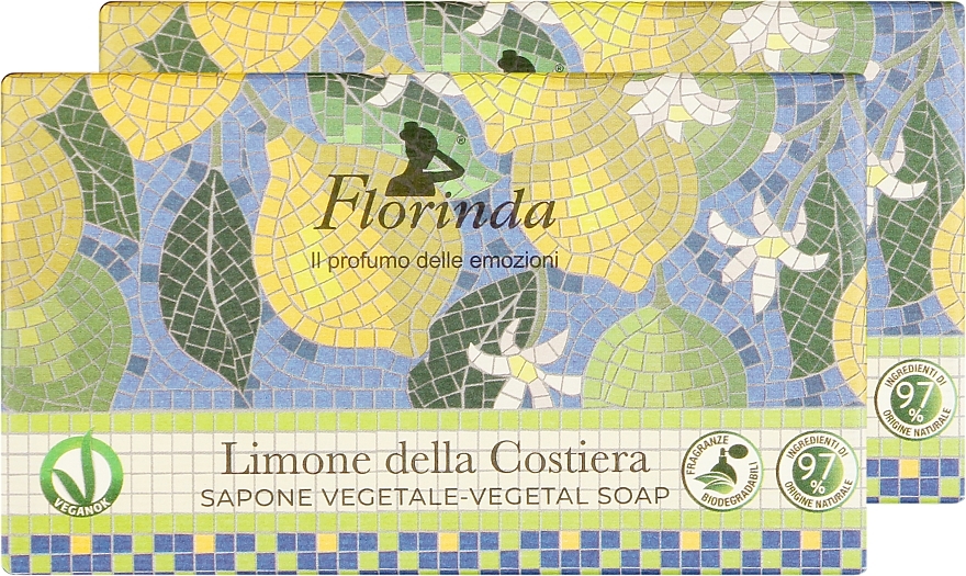 Набір мила "Прибережний лимон" - Florinda Mosaici Italiani Vegetal Soap (soap/2x200g) — фото N2