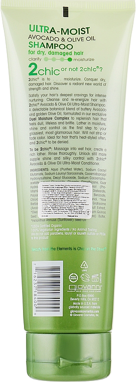 Увлажняющий шампунь для волос - Giovanni 2chic Ultra-Moist Shampoo Avocado & Olive Oil — фото N2