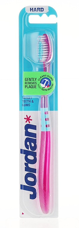 Зубная щетка жесткая Target, розовая с голубым - Jordan Target Teeth & Gums Hard — фото N5