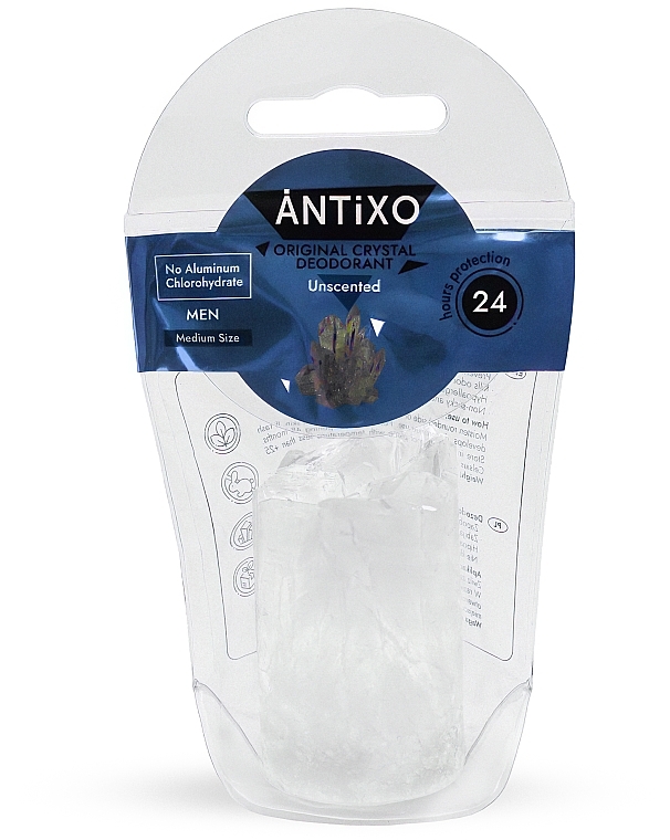 Мінеральний дезодорант без запаху, для чоловіків - Antixo Crystal Deodorant Unscented For Man — фото N1