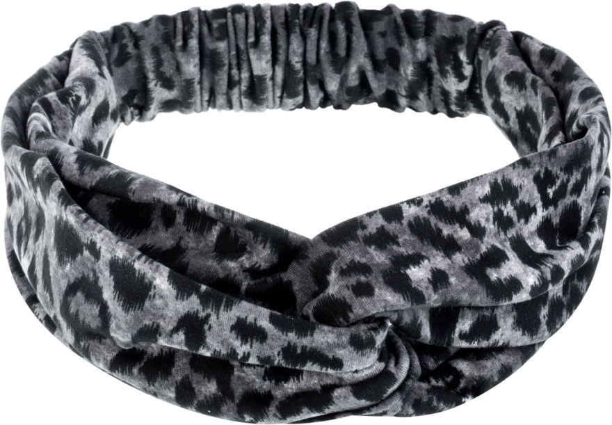 Повязка на голову, трикотаж переплет, леопард серый "Knit Fashion Twist" - MAKEUP Hair Accessories — фото N1