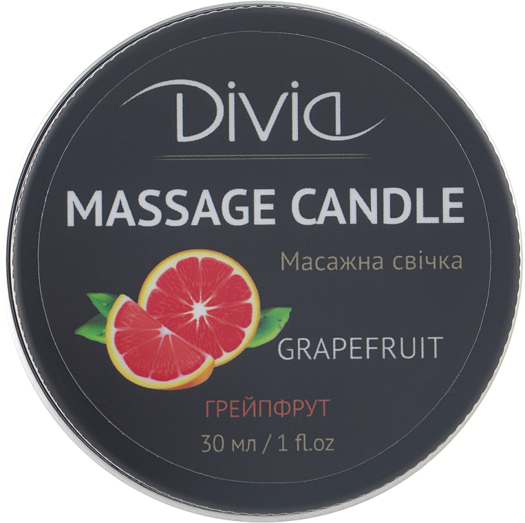 Свічка масажна для рук і тіла "Грейпфрут", Di1570 (30 мл) - Divia Massage Candle Hand & Body Grapefruit Di1570 (30 ml)