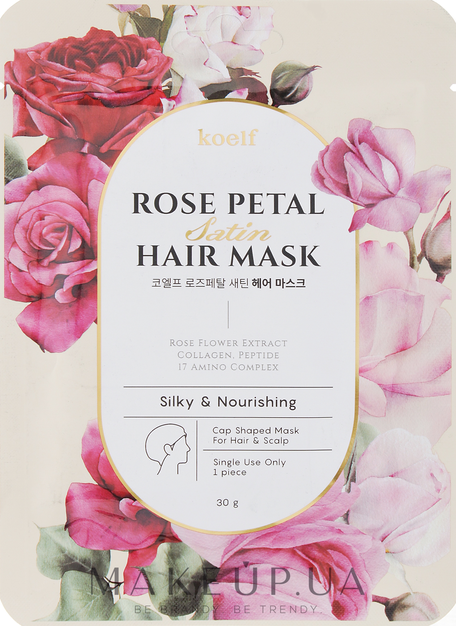 Живильна маска-шапочка для волосся - Petitfee&Koelf Rose Petal Satin Hair Mask — фото 30g