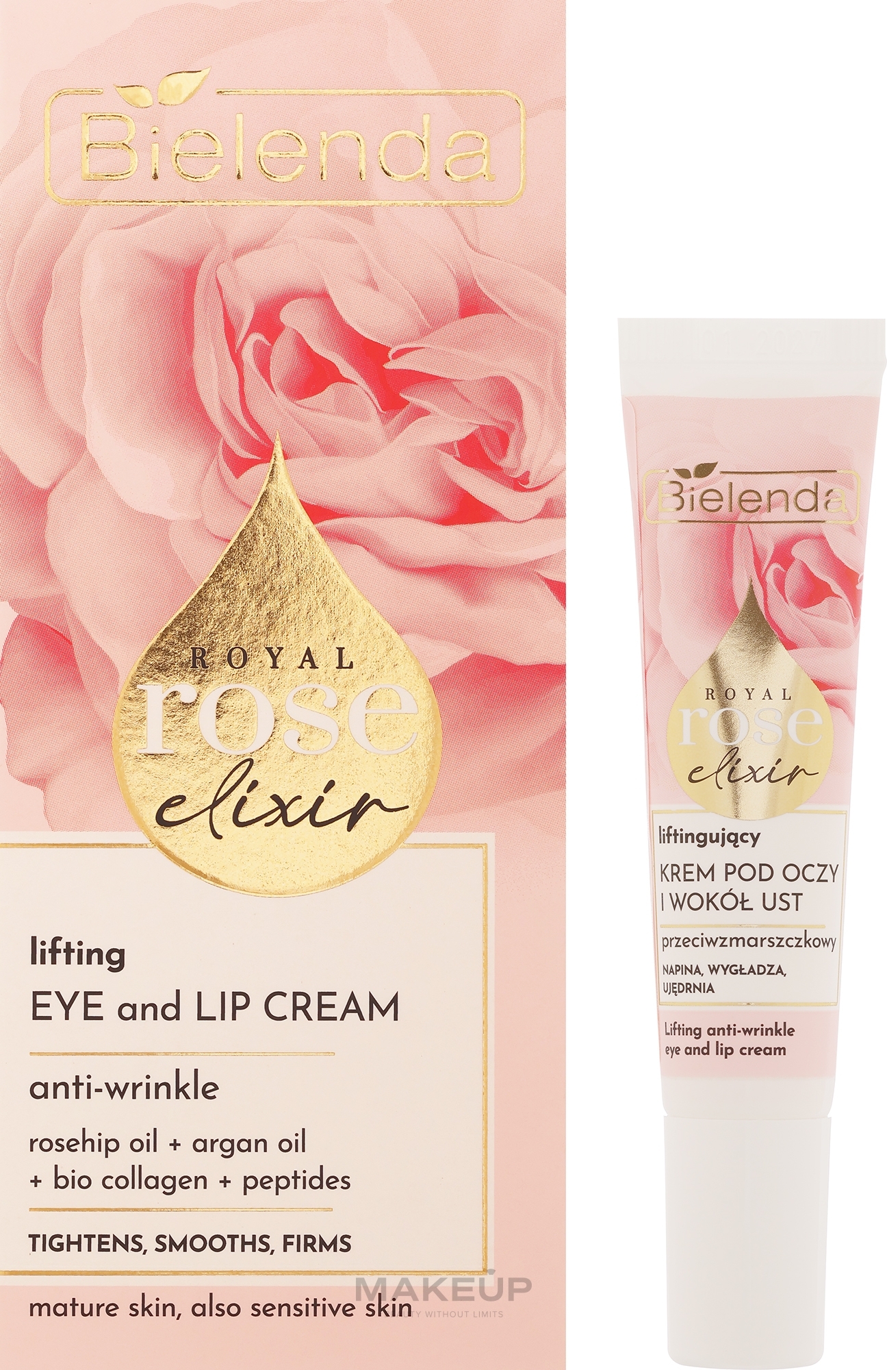 Крем для кожи вокруг глаз и губ - Bielenda Royal Rose Elixir Lifting Anti-Wrinkle Eye And Lip Cream — фото 15ml