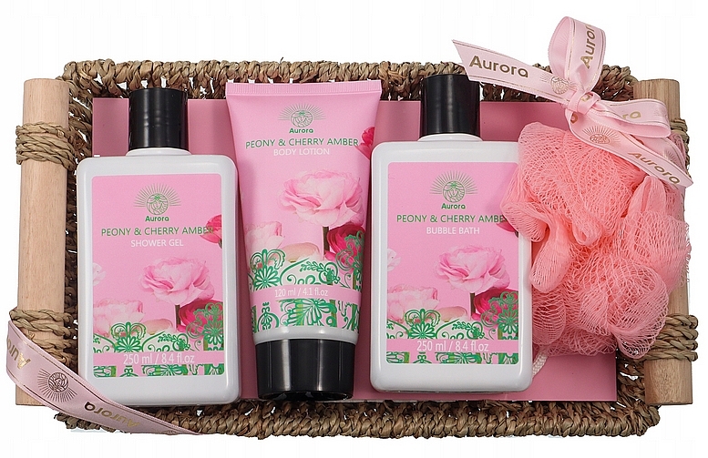 Набір, 5 продуктів - Aurora Peony & Cherry Amber Gift Set — фото N1