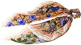 Духи, Парфюмерия, косметика Резинка для волос с платком, персиковая с цветочным принтом - Lolita Accessories
