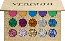Професійна палетка глітерних тіней для повік, 15 кольорів - Veronni — фото N1