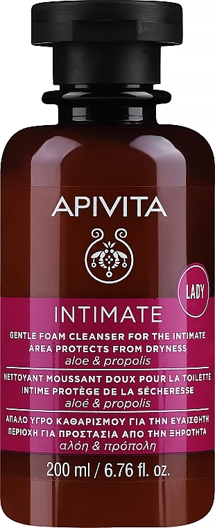 Пенка для интимной гигигены "Защита от сухости" с алоэ и прополисом - Apivita Intimate 