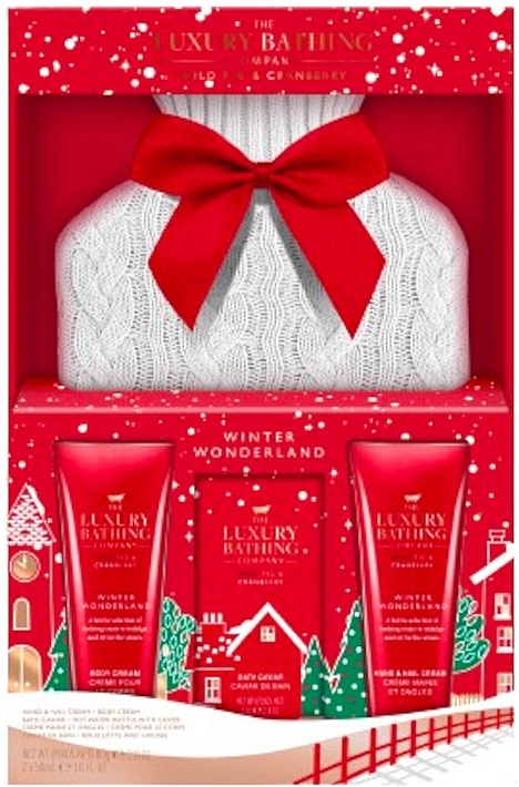 Набор - Grace Cole The Luxury Bathing Winter Wonderland Wild Fig & Cranberry Cosy Up (b/cr/50ml + h/cr/50ml + b/caviar/80g + acc/1pc) — фото N1