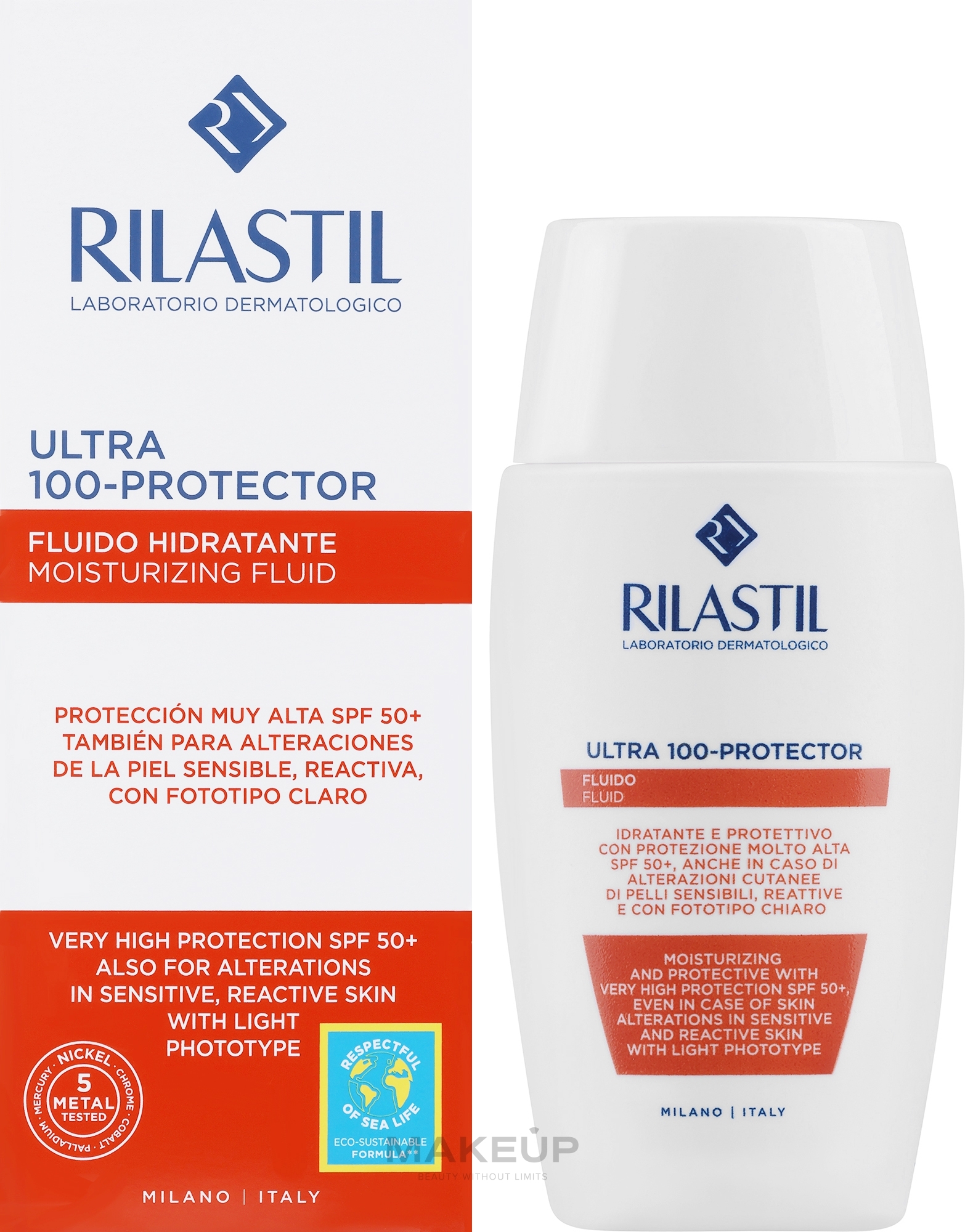 Солнцезащитный флюид для лица и тела - Rilastil Sun System Ultra 100-Protector SPF50+ — фото 50ml