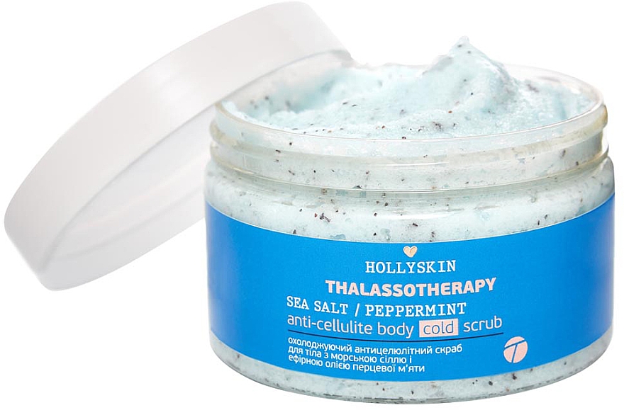 Охлаждающий антицеллюлитный скраб для тела с морской солью и эфирным маслом перечной мяты - Hollyskin Thalassotherapy Sea Salt Peppermint Anti-cellulite Body Cold Scrub