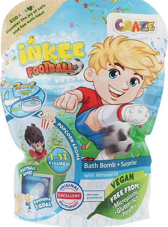Ароматная бомбочка для ванны с игрушкой "Футбол" - Craze Inkee Bath Bomb With Surprise — фото N1
