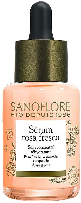 Зволожувальна сироватка-концентрат для пробудження шкіри - Sanoflore Rosa Fresca Serum Rehydrating Concentrate — фото N1