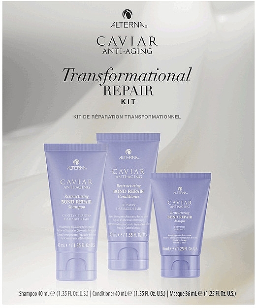 Набор - Alterna Caviar Anti Aging Trasformational Repair Kit (shampoo/mini/40ml + h/cond/mini/40ml + h/mask/mini/36ml) — фото N2