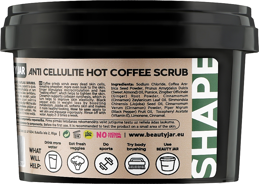 Антицелюлітний скраб для тіла - Beauty Jar Shape Anti-Cellulite Hot Coffee Scrub — фото N2