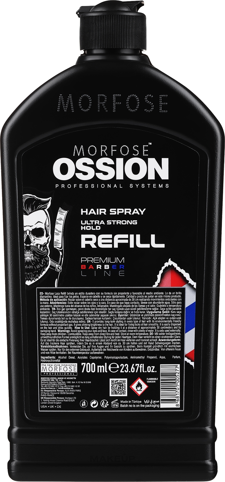 Лак для волос - Morfose Ossion Premium Barber Extra Strong Hair Spray (сменный блок) — фото 700ml