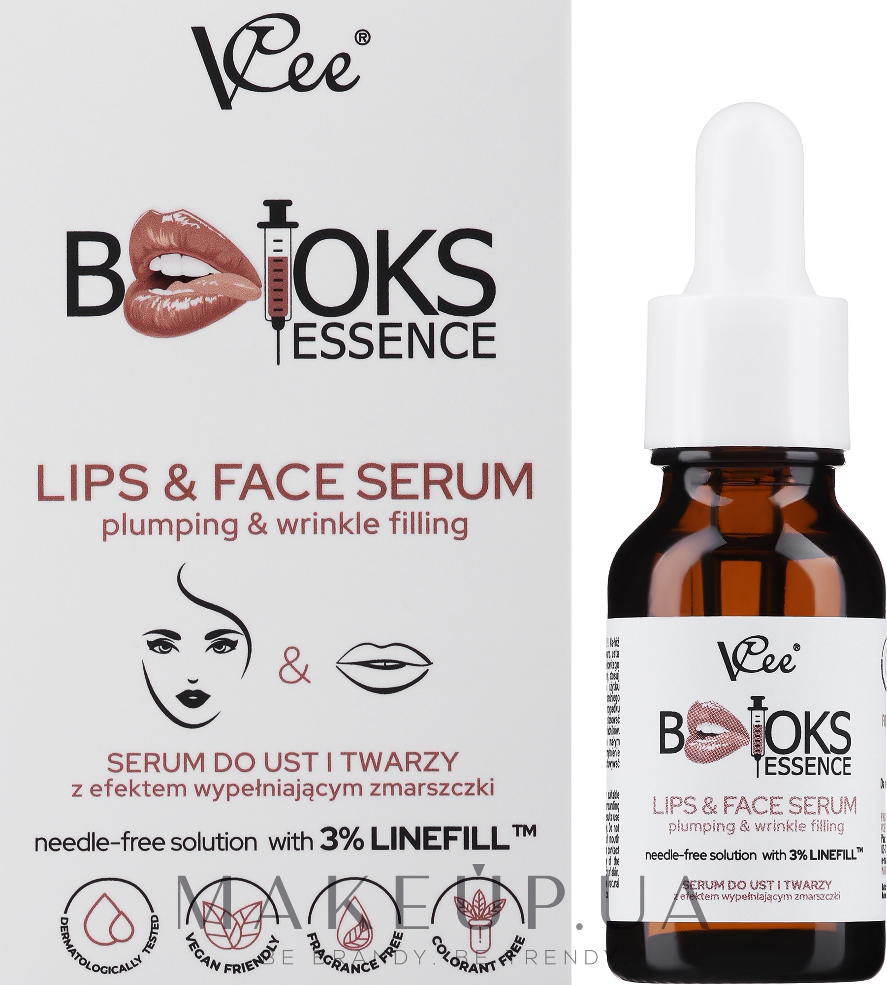 Ботоксна есенція для обличчя й губ, що заповнює й розгладжує зморшки, з 3% Linefill - VCee Botoks Essence Lips & Face Plumping & Wrinkle Filling With 3% Linefill — фото 15ml