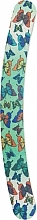 Парфумерія, косметика Пилочка для нігтів, затінена, 2-функційна вигнута, 74776, зелена з метеликами - Top Choice