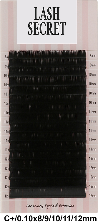 Накладні вії, чорні, 16 ліній (mix, 0,1, C + , 8-12) - Lash Secret — фото N1