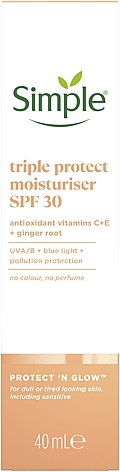 Simple Protect & Glow Triple Protect Moisturiser SPF30 - Simple Protect & Glow Triple  Protect Moisturiser SPF30 — фото N4