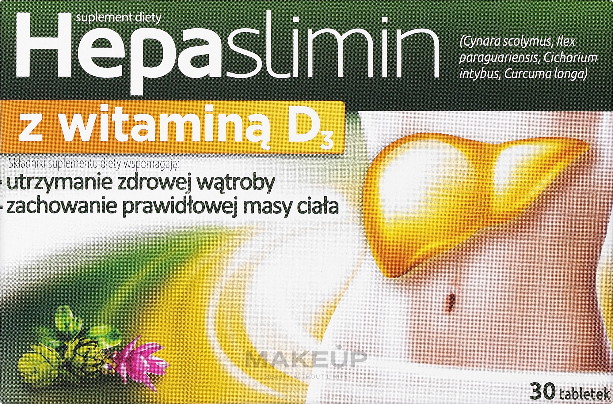 Диетическая добавка "Гепаслимин с витамином D3" - Aflofarm Hepaslimin With Vitamin D3 — фото 30шт