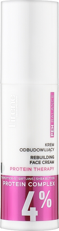 Відновлювальний крем для обличчя з протеїнами - Lirene PEH Balance 4% Protein Complex Rebuilding Cream