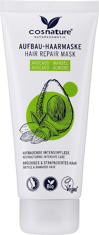 Відновлювальна маска для волосся "Авокадо і мигдаль" - Cosnature Hair Repair Mask Almond & Avocado — фото N1