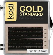 Парфумерія, косметика Накладні вії Gold Standart D 0.03 (6 рядів: 12 mm) - Kodi Professional