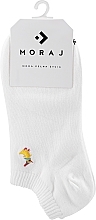 Жіночі бавовняні шкарпетки з анімалістичною вишивкою, білі - Moraj — фото N1
