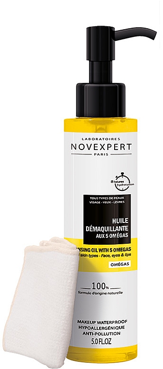 Олія для демакіяжу і очищення шкіри з 5 омега (з бавовняною серветкою) - Novexpert Cleansing Oil With 5 Omegas — фото N3