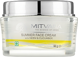Парфумерія, косметика Зволожуючий та охолоджуючий літній крем для обличчя з німом та огірком - Mitvana Summer Face Cream With Neem & Cucumber