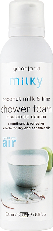 Мус для душу - Greenland Milky Shower Mousse Coconut Milk & Lime — фото N1