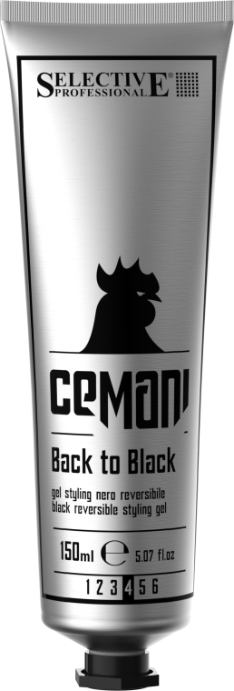 Гель для укладки з чорним пігментом, що змивається, "Камуфляж сивини" - Selective Professional Cemani Back to Black — фото N1