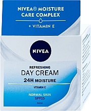 Зволожувальний денний крем для нормальної шкіри обличчя - NIVEA Essentials Refreshing 24H Moisture Day Cream SPF15 — фото N1