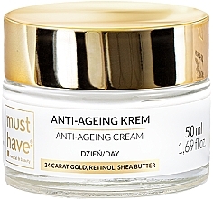 Парфумерія, косметика Зміцнювальний і розгладжувальний денний крем з 24-каратним золотом - MustHave Gold Essence Anti-age Day Cream