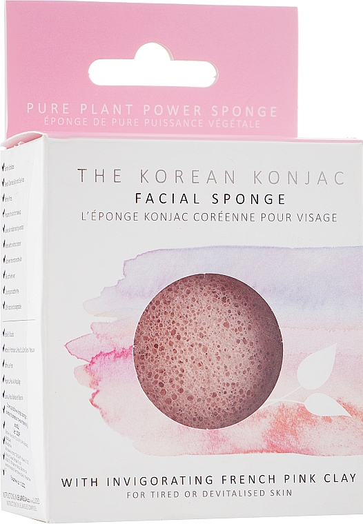 Спонж для лица конжаку с розовой глиной премиум - The Konjac Sponge Co French Pink Clay Face Puff — фото N2