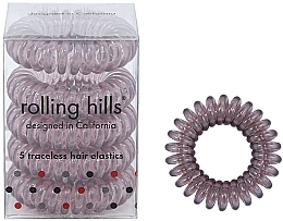 Резинка-браслет для волос, коричневый - Rolling Hills 5 Traceless Hair Rings Transparent Brown — фото N1