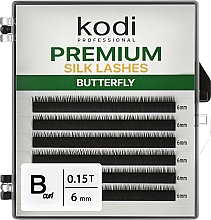 Парфумерія, косметика Накладні вії Butterfly Green B 0.15 (6 рядів: 6 мм) - Kodi Professional