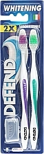Зубные щетки, 2 шт., фиолетовая + бирюзовая - Defend Whitening Toothbrush — фото N1