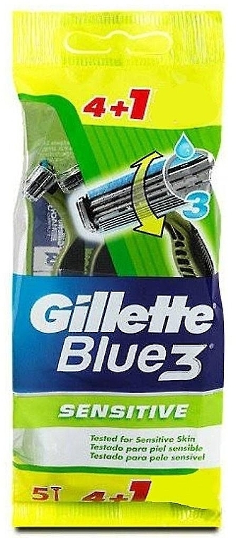 Набір одноразових станків для гоління, 5 шт - Gillette Blue 3 Sensitive — фото N2