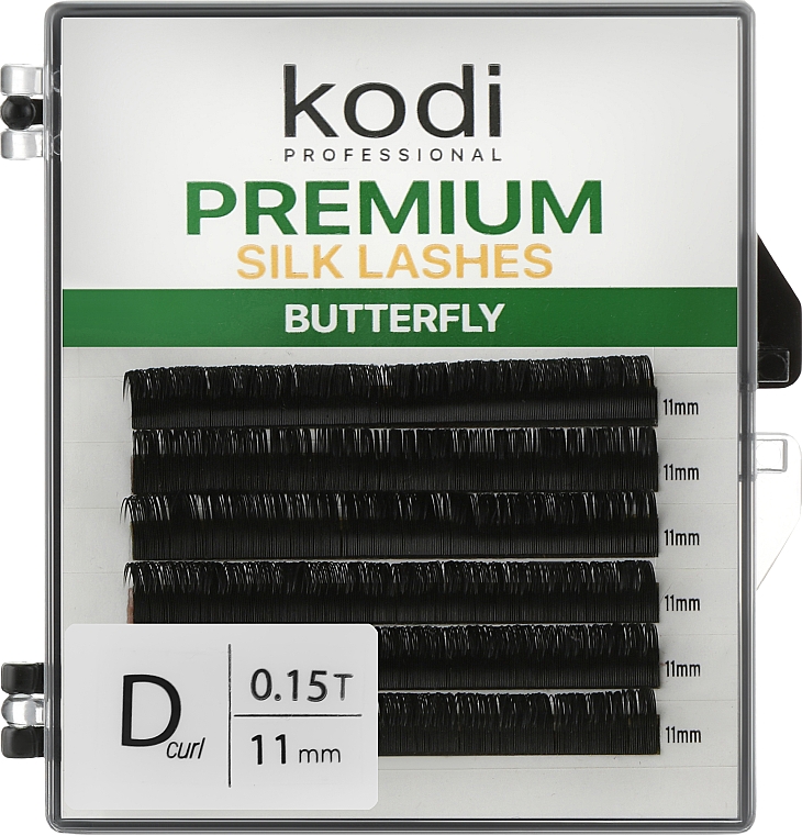 Накладні вії Butterfly Green D 0.15 (6 рядів: 11 мм) - Kodi Professional — фото N1