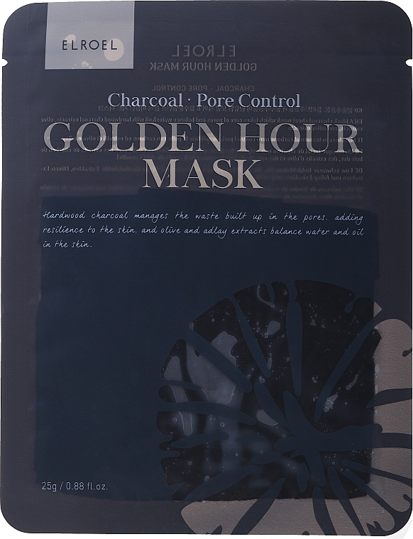 Тканинна маска для обличчя - Elroel Golden Hour Mask Charcoal Pore Control — фото N1