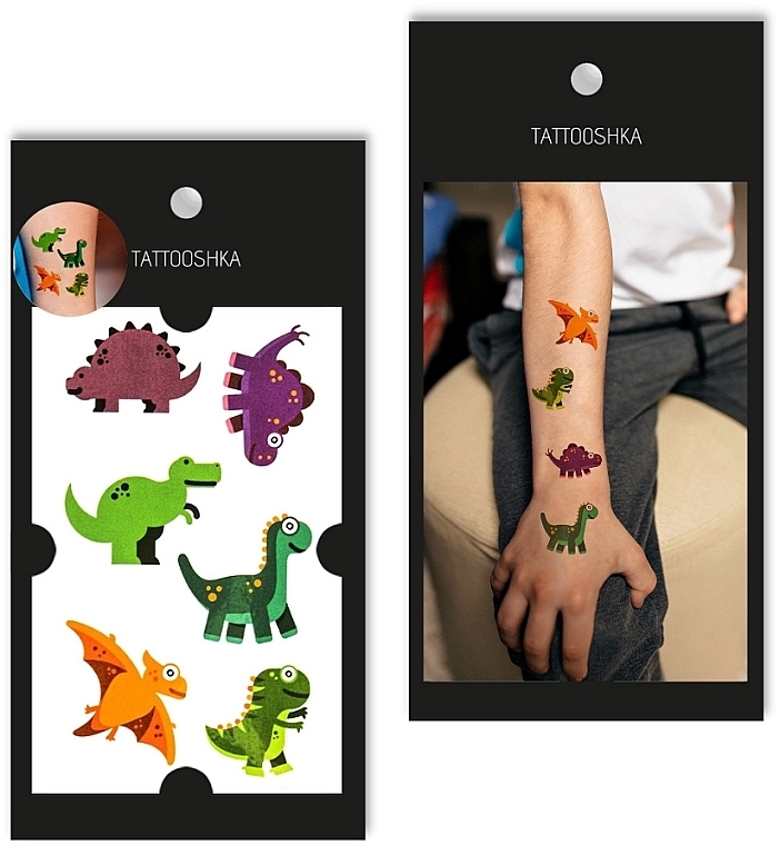 Набор детских временных тату "Фиолетовые динозаврики" - Tattooshka — фото N1