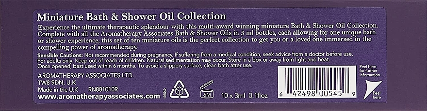 Набор - Aromatherapy Associates Miniature Bath & Shower Oil Collection (sh/bath/oil/10x3ml) — фото N2