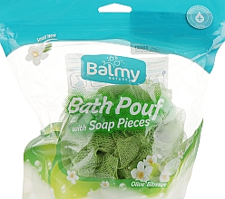 Тревел-мочалка с кусочками мыла с экстрактом оливы - Balmy Naturel Bath Pouf With Soap Pieces — фото N1