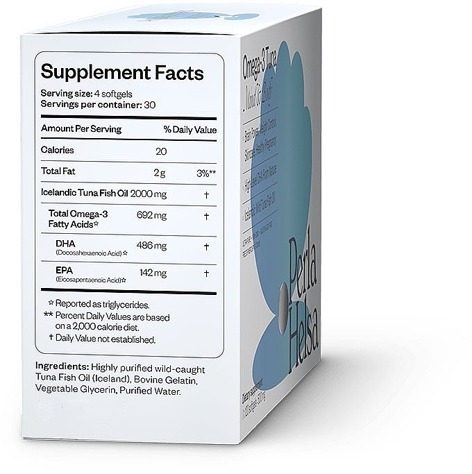 Омега-3 из тунца, с высоким уровнем DHA, 120 капсул - Perla Helsa Omega-3 Tuna Mind & Body Dietary Supplement — фото N3