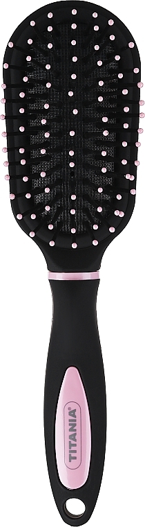 Массажная овальная мини щетка для волос, бледно-розовая - Titania Softtouch — фото N1