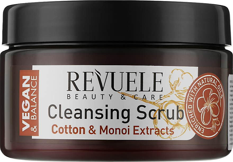 Скраб для тіла "Бавовняна олія й екстракт моної" - Revuele Vegan & Balance Cotton Oil & Monoi Extracts Cleansing Scrub — фото N1