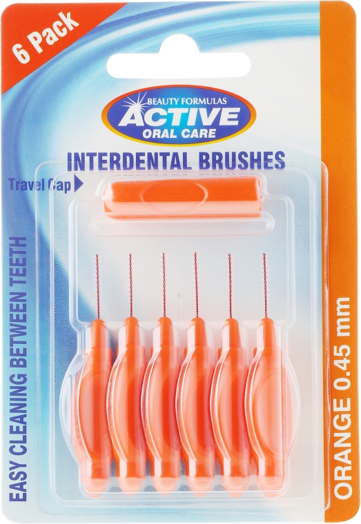 Міжзубні щітки, 0,45 мм., помаранчеві - Beauty Formulas Active Oral Care Interdental Brushes