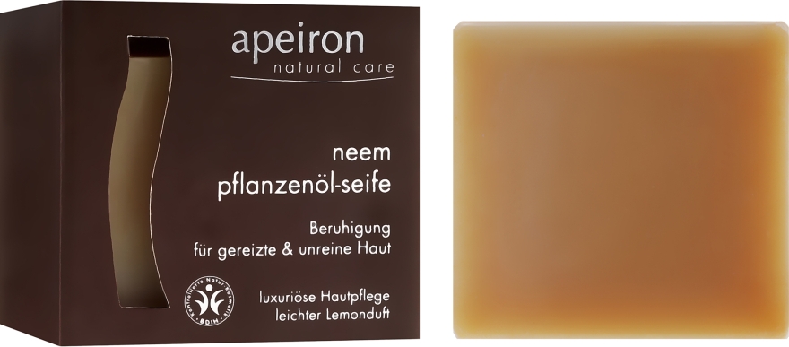 Натуральне мило "Нім" для проблемної шкіри - Apeiron Neem Plant Oil Soap — фото N2